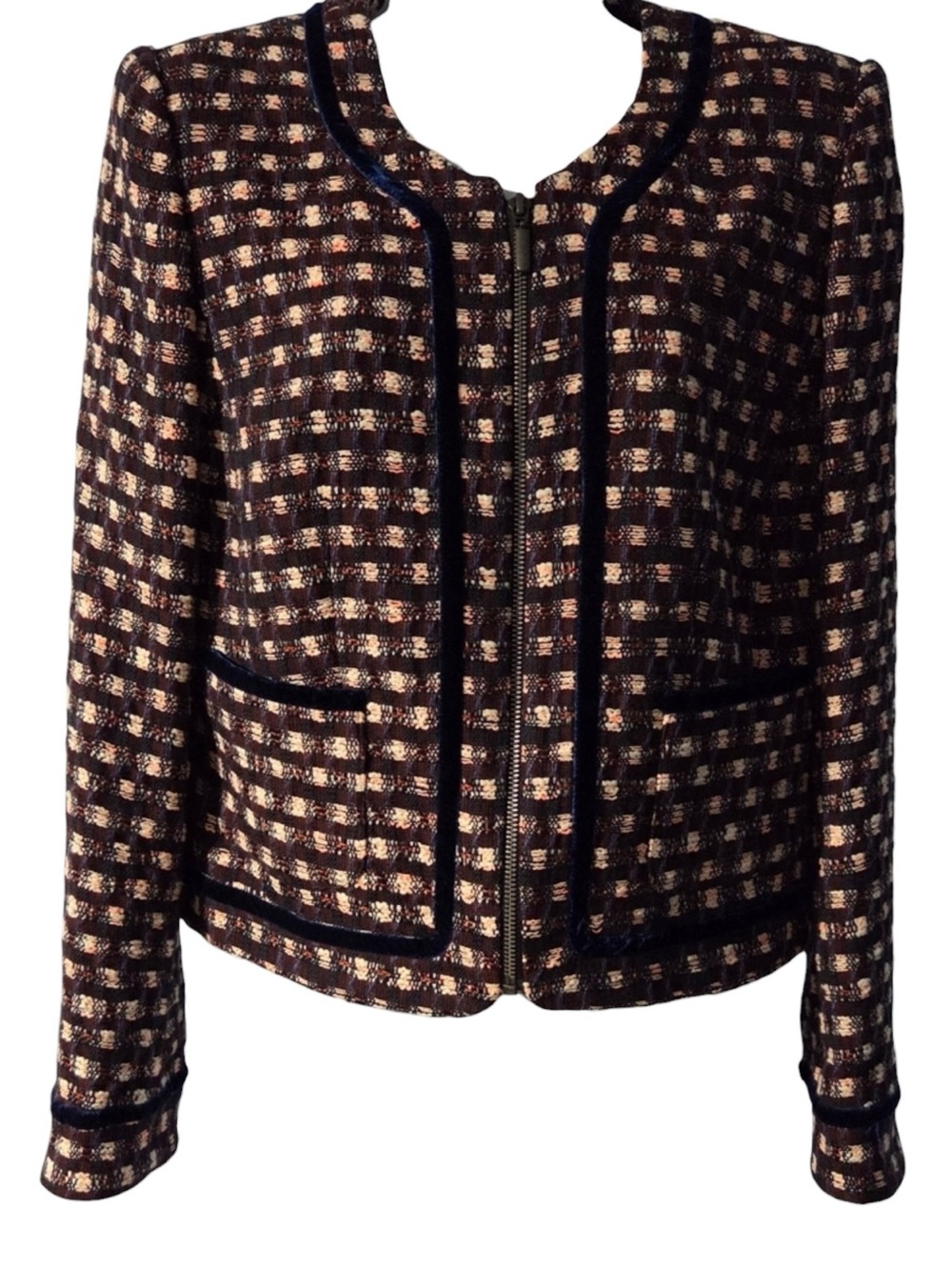 Brooks Brothers Navy and Brown Tweed Cropped Blazer - Picture 6 of 16